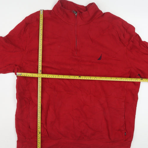 Nautica Men's Red 2XL 1/4 Zip Pullover Sweatshirt Mock Neck