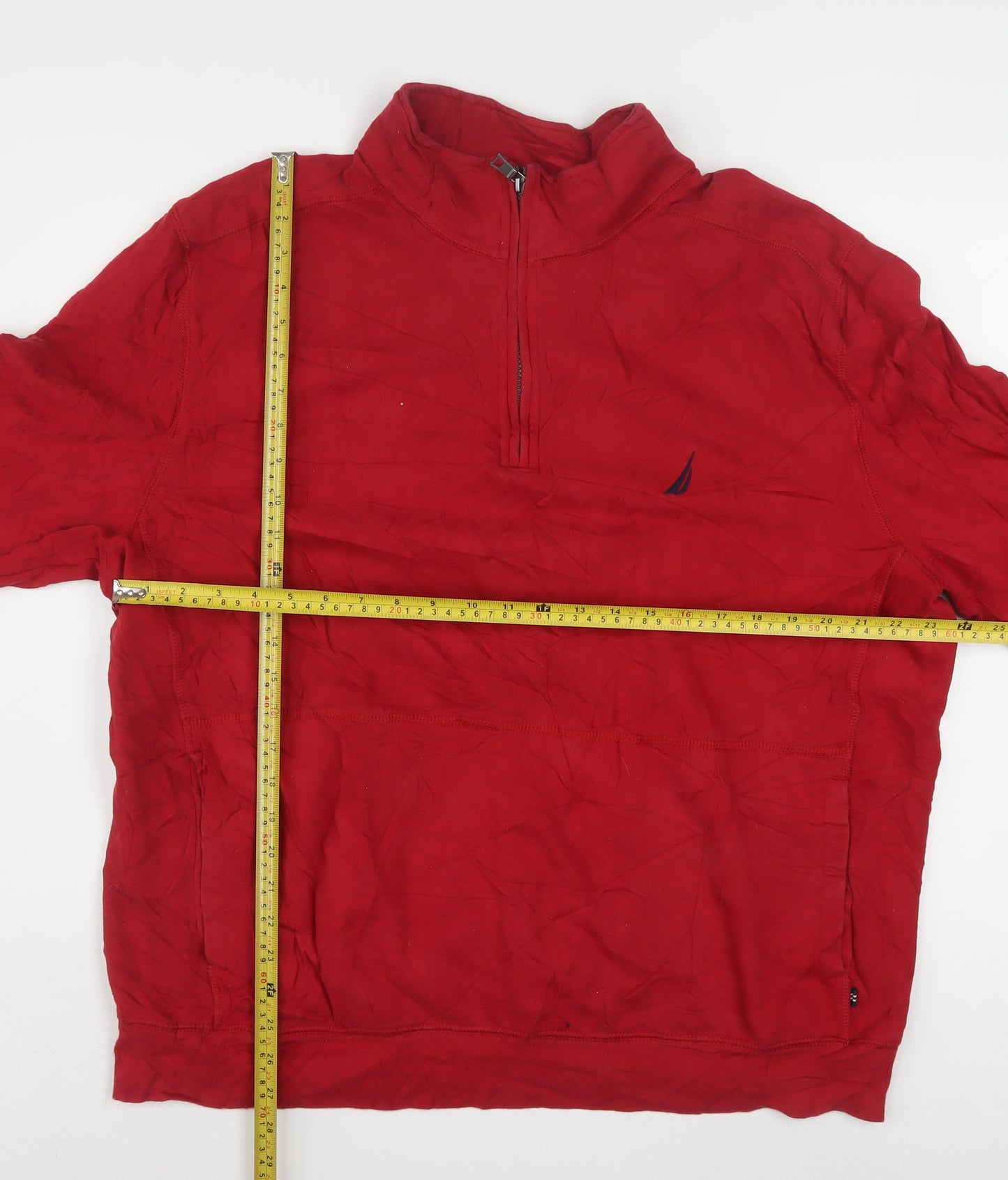 Nautica Men's Red 2XL 1/4 Zip Pullover Sweatshirt Mock Neck