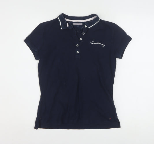 Tommy Hilfiger Women's Blue Short Sleeve Polo Shirt M