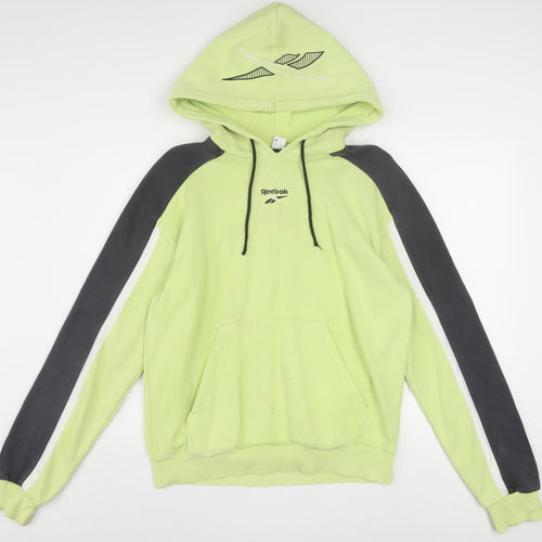 Reebok Men's Green Pullover Hoodie M Logo Sports Fleece