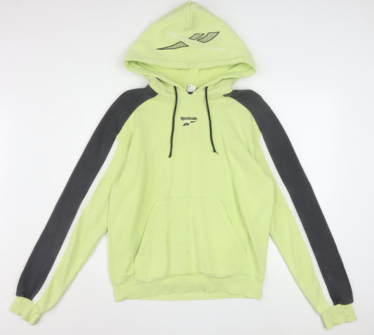 Reebok Men's Green Pullover Hoodie M Logo Sports Fleece