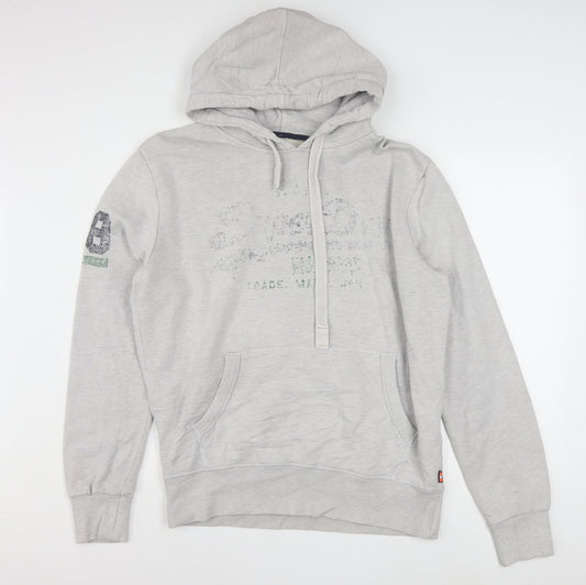 Superdry Men's Grey XL Pullover Hoodie with Logo Print