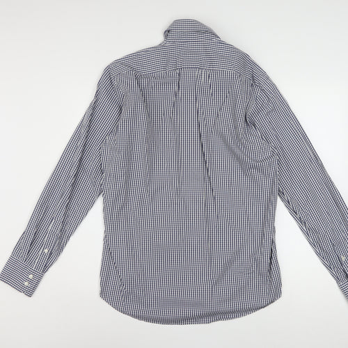 Hugo Boss Men's Blue Check Regular Fit Long Sleeve Cotton Shirt 15.5in