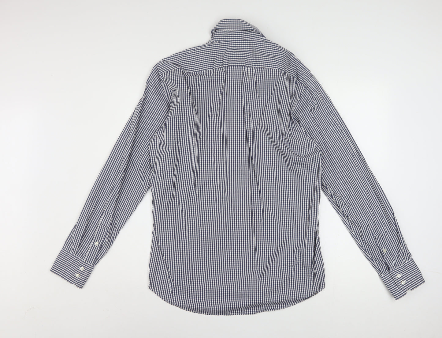 Hugo Boss Men's Blue Check Regular Fit Long Sleeve Cotton Shirt 15.5in