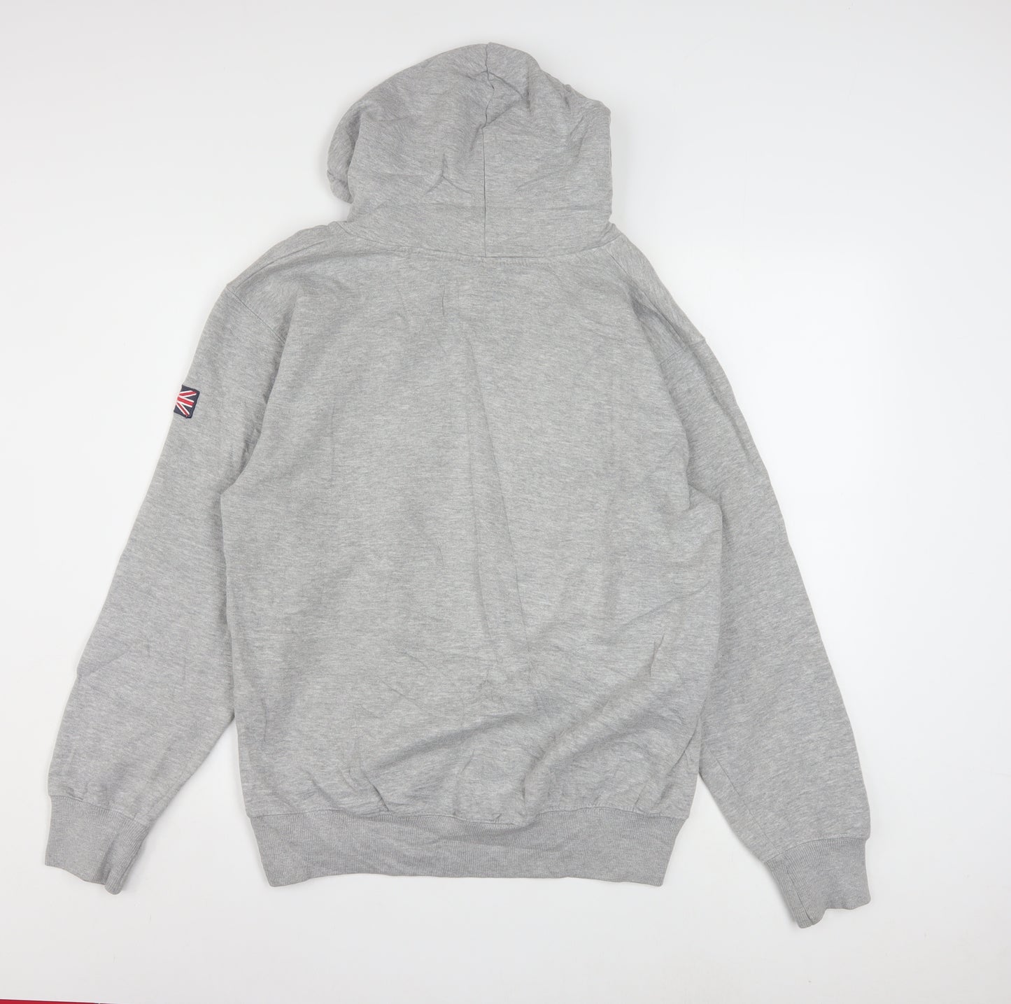 Amazing London Men's Grey Pullover Hoodie L Embroidered Flag Design