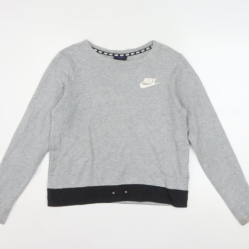 Nike Women Grey Long Sleeve Crew Neck Sweatshirt Size S
