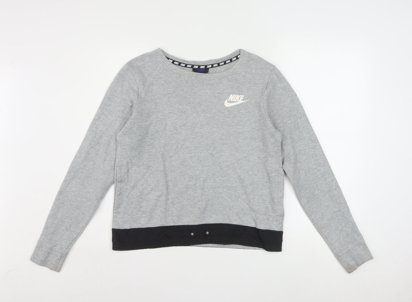 Nike Women Grey Long Sleeve Crew Neck Sweatshirt Size S