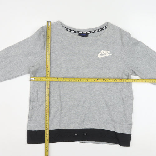 Nike Women Grey Long Sleeve Crew Neck Sweatshirt Size S