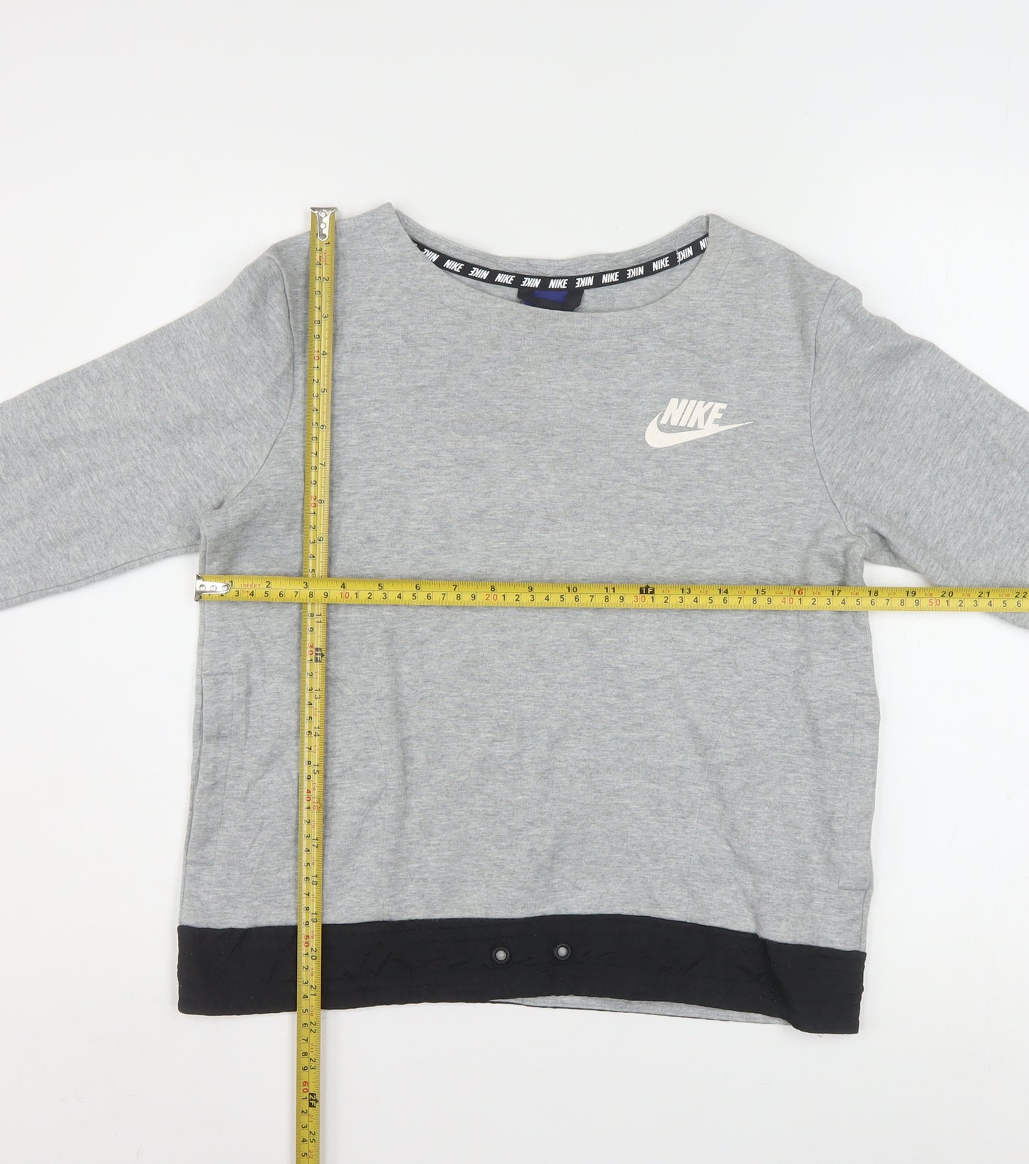 Nike Women Grey Long Sleeve Crew Neck Sweatshirt Size S