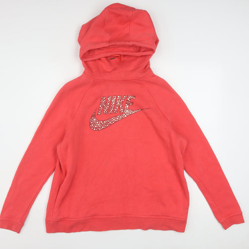 Nike Women’s Pink Rhinestone Logo Pullover Hoodie Size L