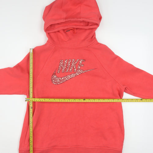 Nike Women’s Pink Rhinestone Logo Pullover Hoodie Size L