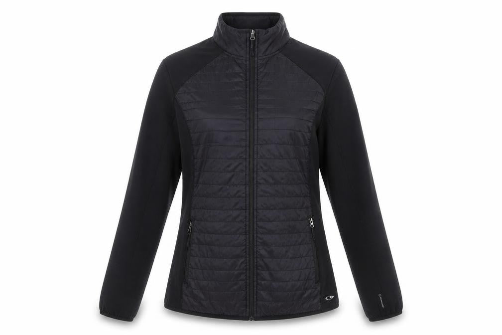 Front view of Champion women’s black xl windbreaker jacket lightweight full zip