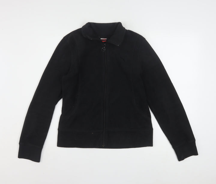 Puma Women Black Fleece Track Jacket Size 12 Full Zip Lightweight