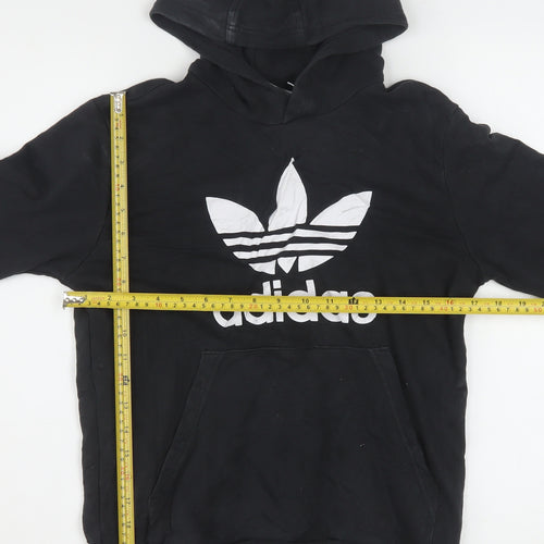adidas Boys Black Pullover Hoodie 13-14 Years Logo Fleece Sweatshirt