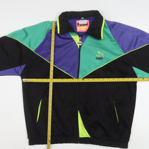Puma Women Black Purple Green Bomber Jacket Size 12 Polyester Colourblock