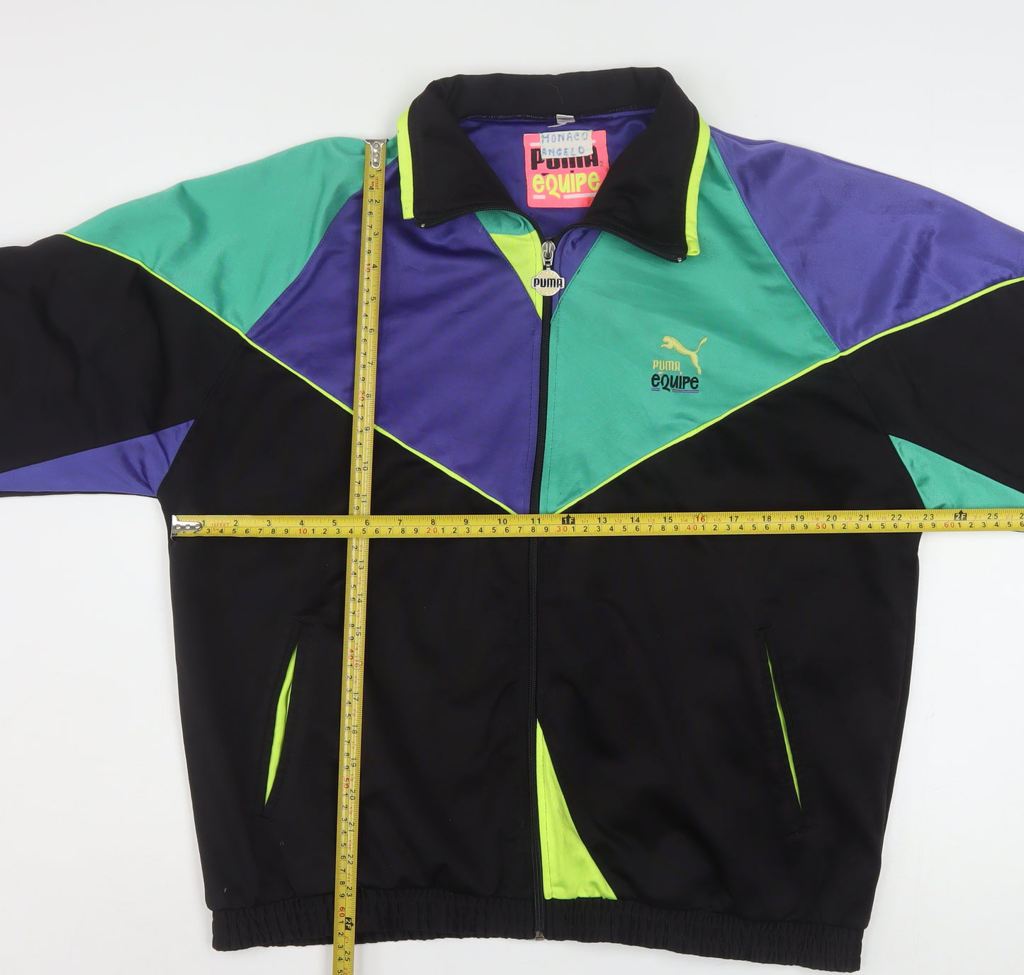 Puma Women Black Purple Green Bomber Jacket Size 12 Polyester Colourblock