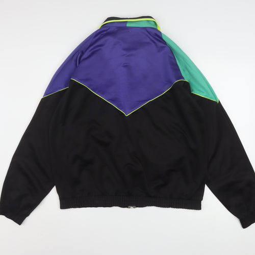 Puma Women Black Purple Green Bomber Jacket Size 12 Polyester Colourblock