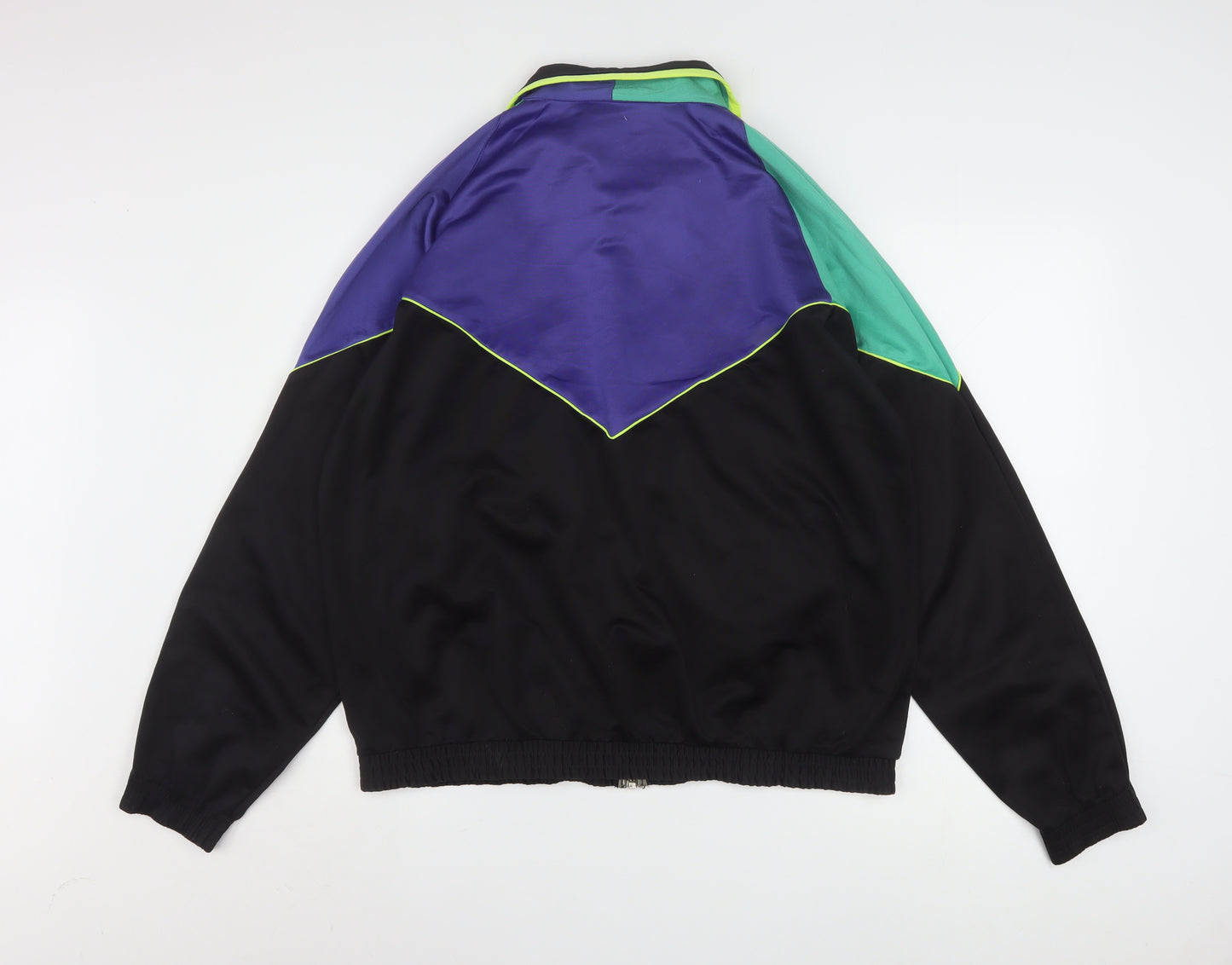 Puma Women Black Purple Green Bomber Jacket Size 12 Polyester Colourblock