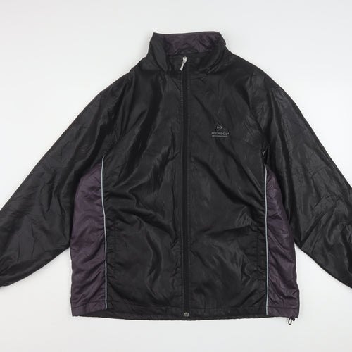 Dunlop Motorsport Mens Black L Windbreaker Jacket Full Zip Polyester