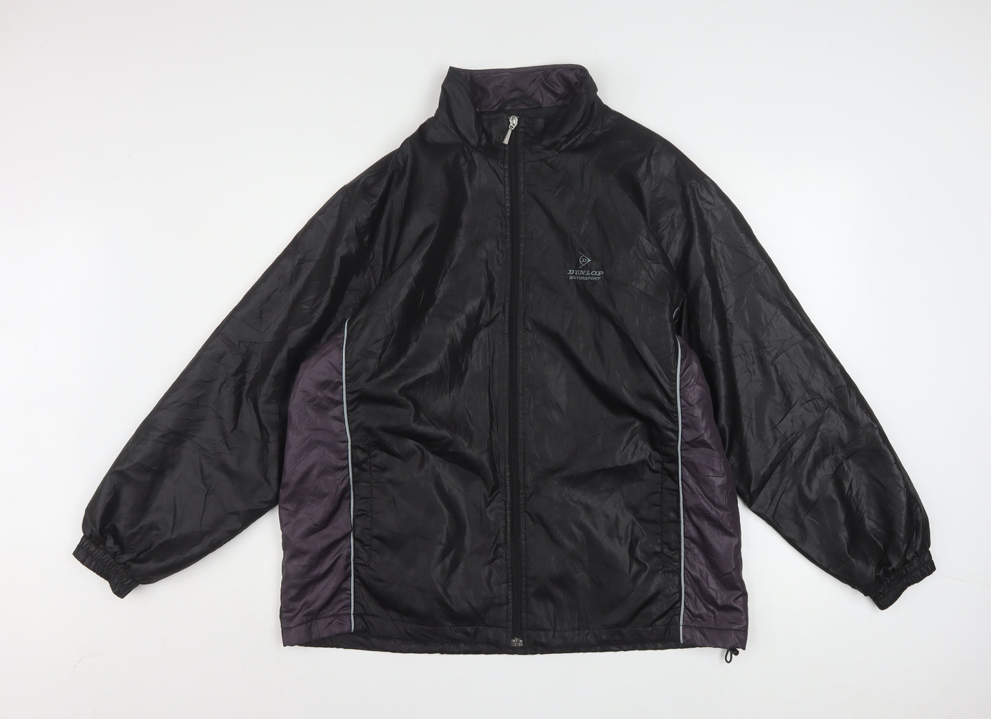 Dunlop Motorsport Mens Black L Windbreaker Jacket Full Zip Polyester