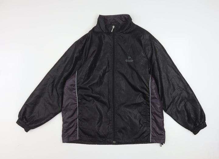 Dunlop Motorsport Mens Black L Windbreaker Jacket Full Zip Polyester