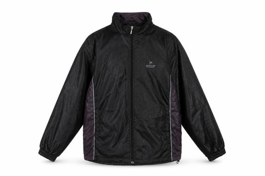 Front view of Dunlop Motorsport men’s black l windbreaker jacket full zip polyester