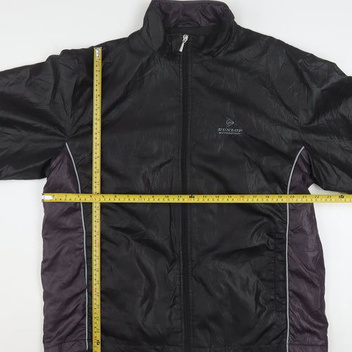 Dunlop Motorsport Mens Black L Windbreaker Jacket Full Zip Polyester