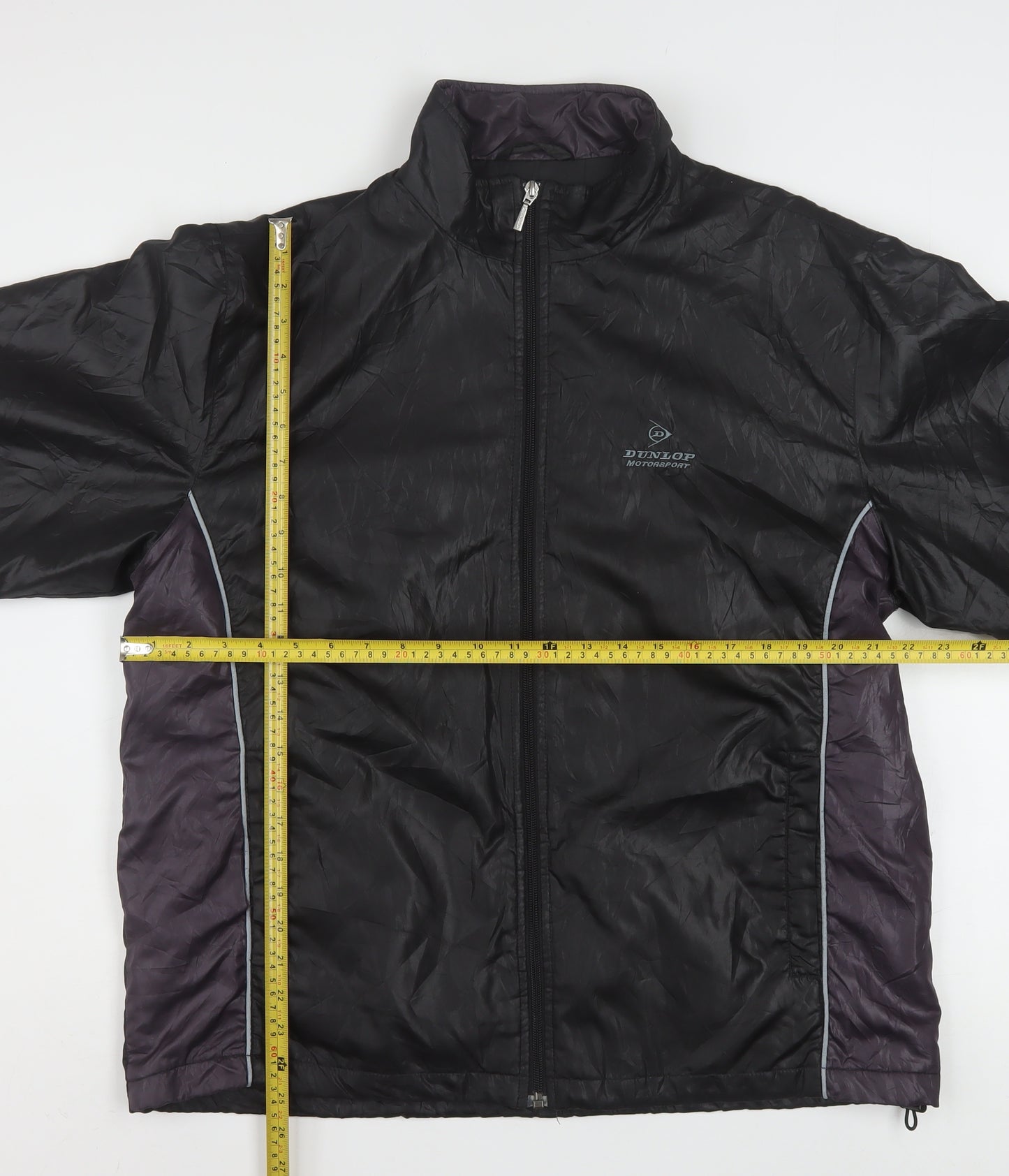 Dunlop Motorsport Mens Black L Windbreaker Jacket Full Zip Polyester