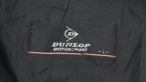 Dunlop Motorsport Mens Black L Windbreaker Jacket Full Zip Polyester