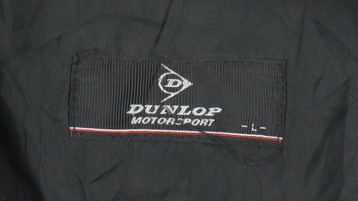 Dunlop Motorsport Mens Black L Windbreaker Jacket Full Zip Polyester