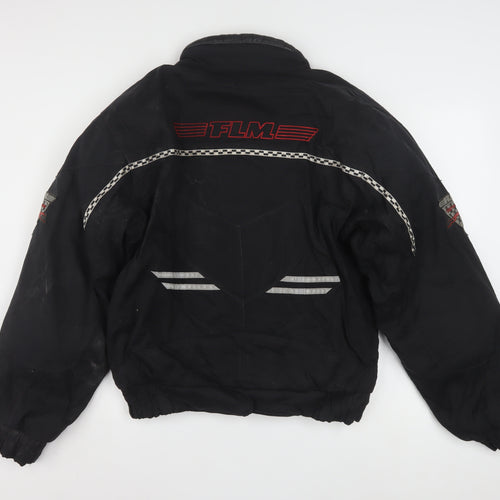 FLM Mens Black M Motorcycle Jacket Padded Lined Short Zip
