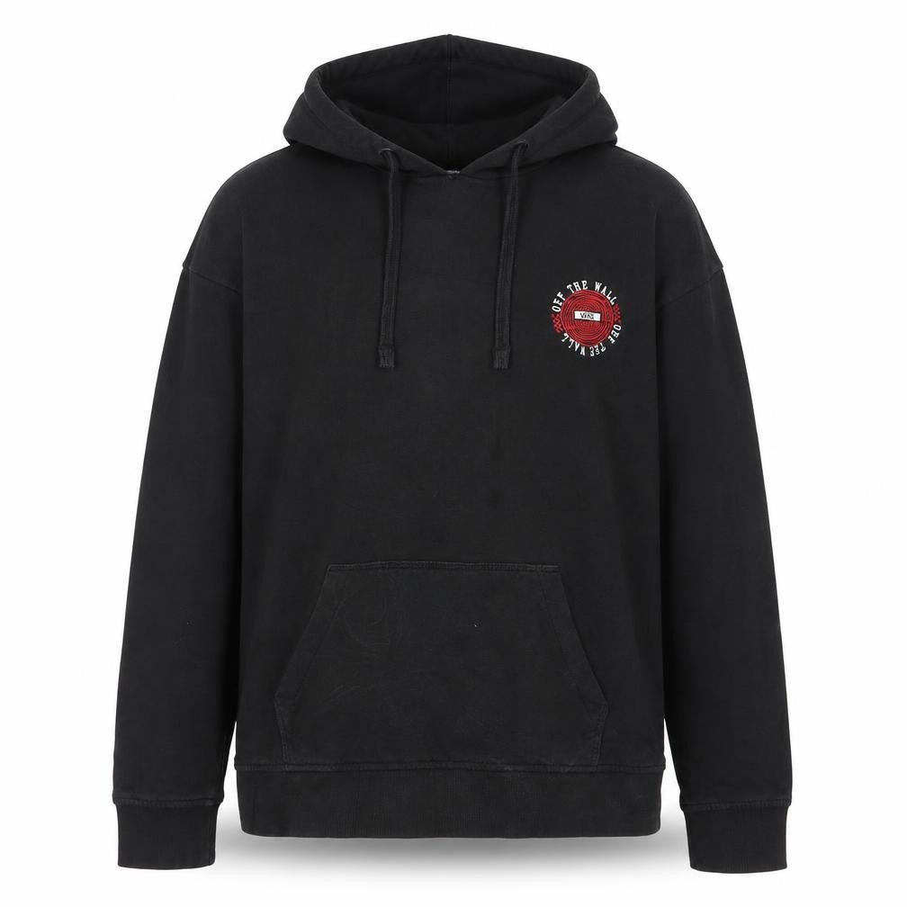 Front view of Vans Men's Black Pullover Hoodie S Graphic Logo Skate Fleece