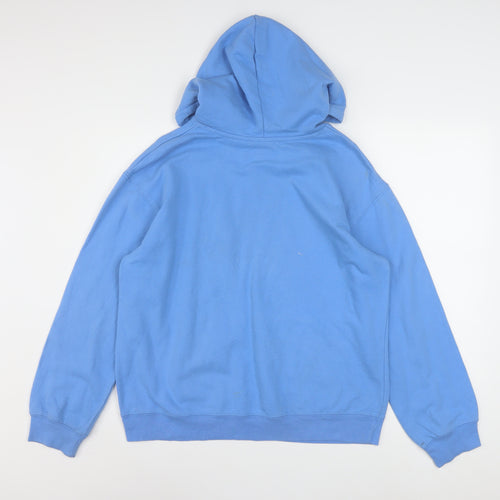 Disney Women Blue Stitch Pullover Hoodie L Cotton Blend Graphic