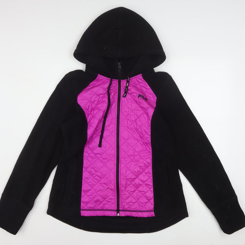 Fila Sport Women's Black & Pink Full Zip Quilted Hoodie Size L