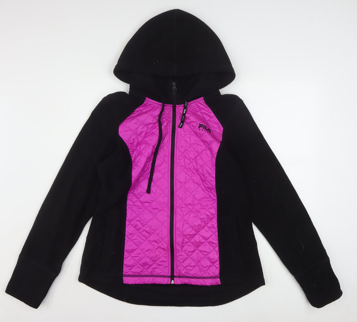 Fila Sport Women's Black & Pink Full Zip Quilted Hoodie Size L