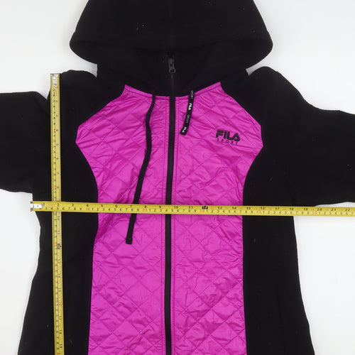 Fila Sport Women's Black & Pink Full Zip Quilted Hoodie Size L