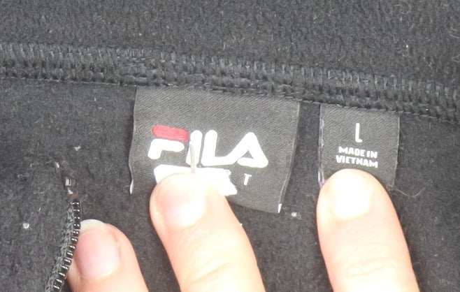 Fila Sport Women's Black & Pink Full Zip Quilted Hoodie Size L
