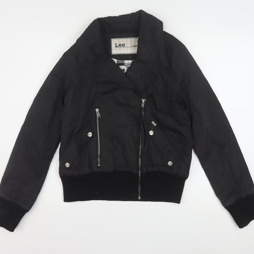 Lee Women Black Small Biker Jacket with Zip Detail