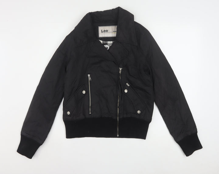 Lee Women Black Small Biker Jacket with Zip Detail