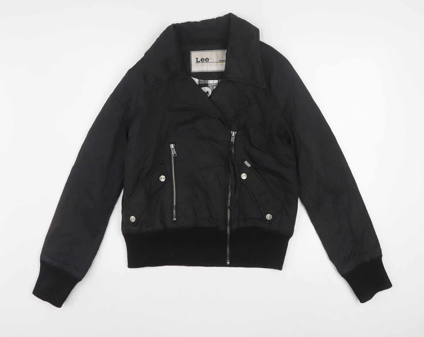 Lee Women Black Small Biker Jacket with Zip Detail