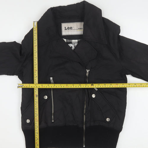 Lee Women Black Small Biker Jacket with Zip Detail