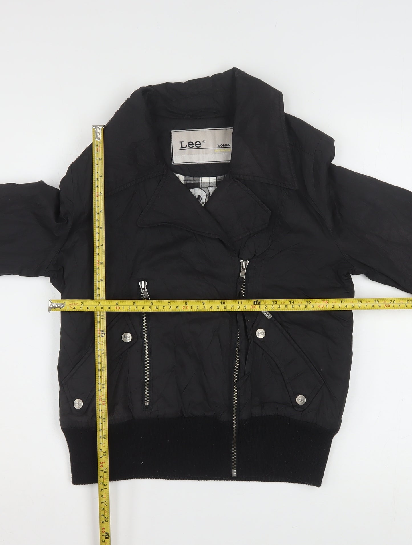 Lee Women Black Small Biker Jacket with Zip Detail