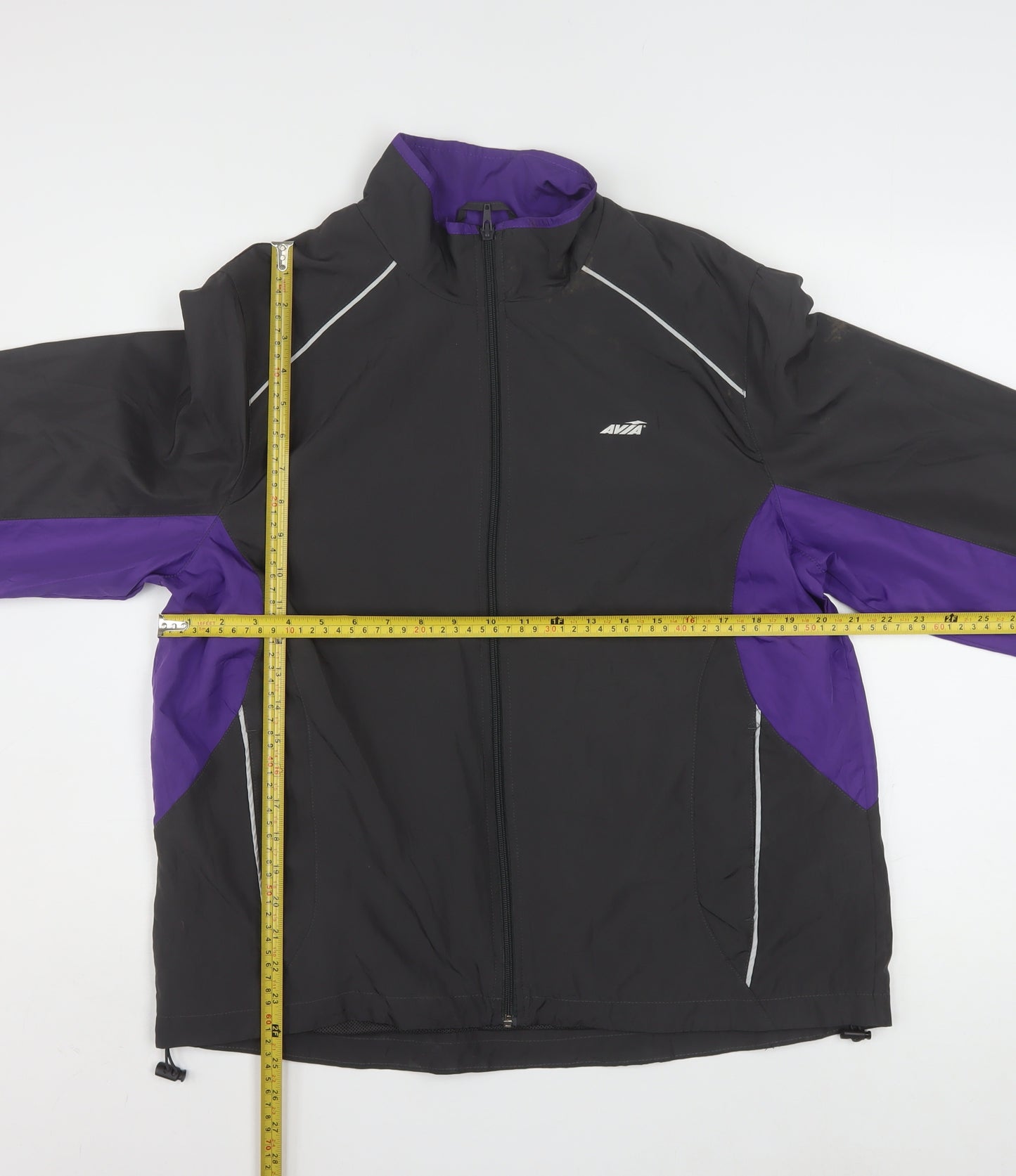 Avia Women's Black Purple XL Windbreaker Jacket Lightweight Zip Sports