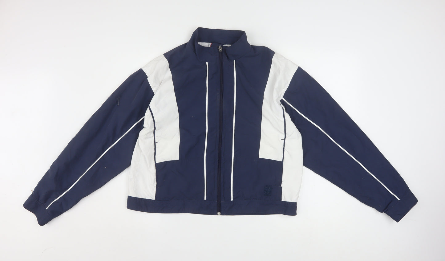 K-Swiss Mens Blue White Windbreaker Jacket Size M Sports Retro