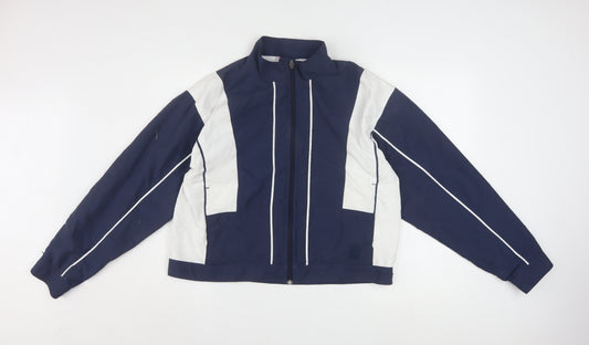 K-Swiss Mens Blue White Windbreaker Jacket Size M Sports Retro