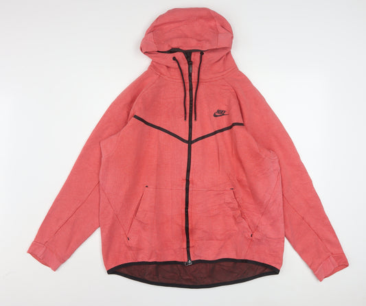 Nike Men's Red Full Zip Hoodie L Regular Sports Style