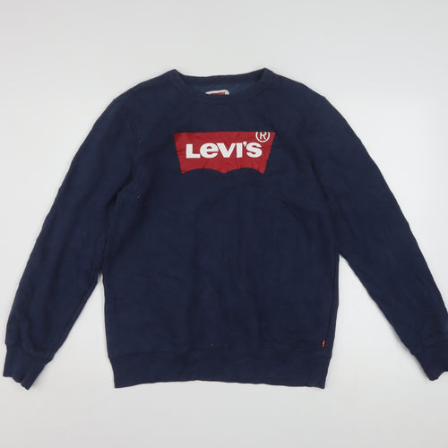 Levi's Boys Blue XL 13-15 Years Crew Neck Logo Pullover Sweatshirt