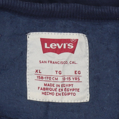 Levi's Boys Blue XL 13-15 Years Crew Neck Logo Pullover Sweatshirt