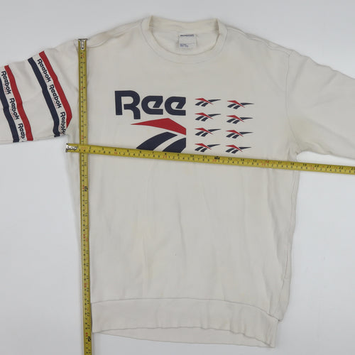 Reebok Men's White Graphic Logo Pullover Sweatshirt Size S