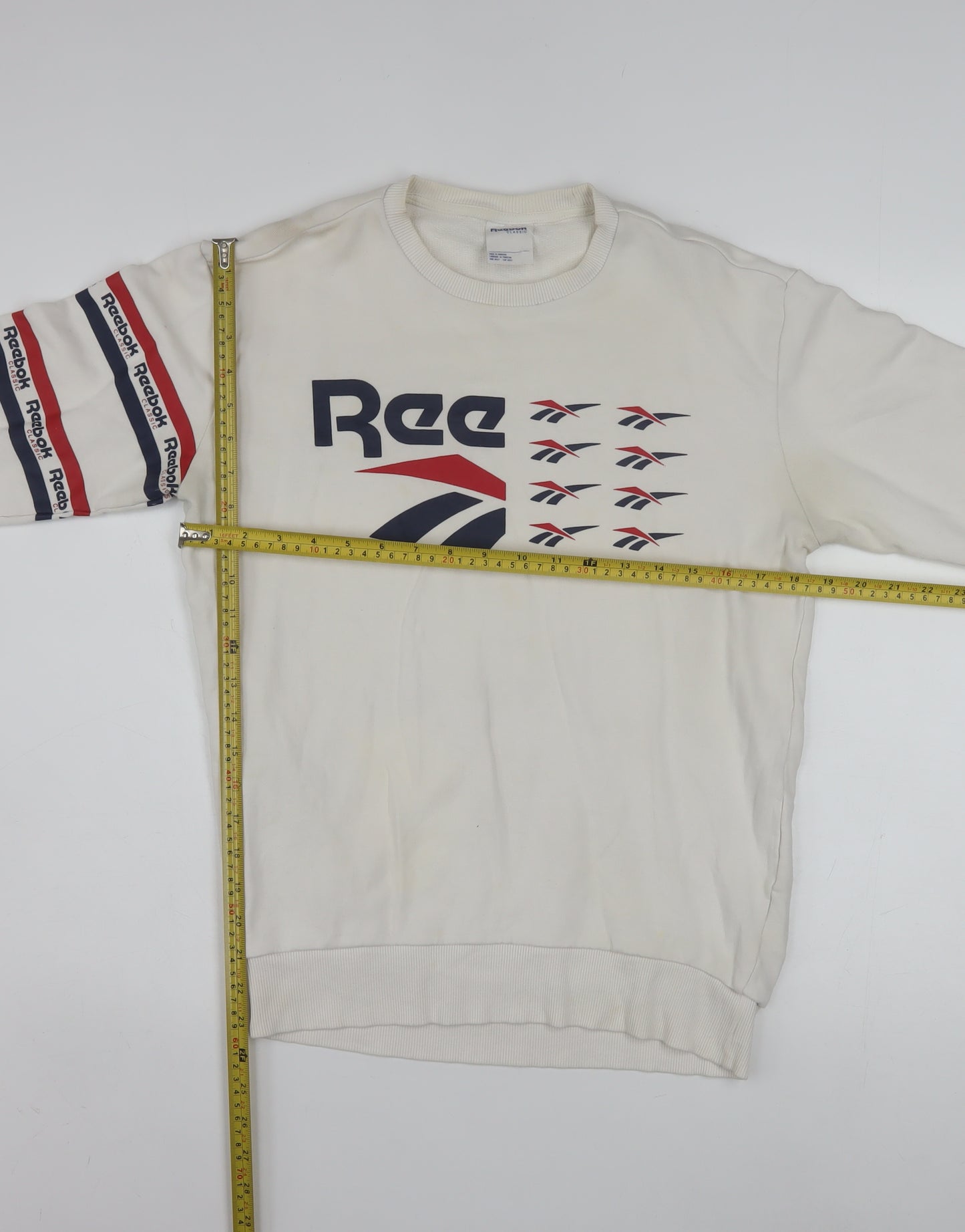 Reebok Men's White Graphic Logo Pullover Sweatshirt Size S